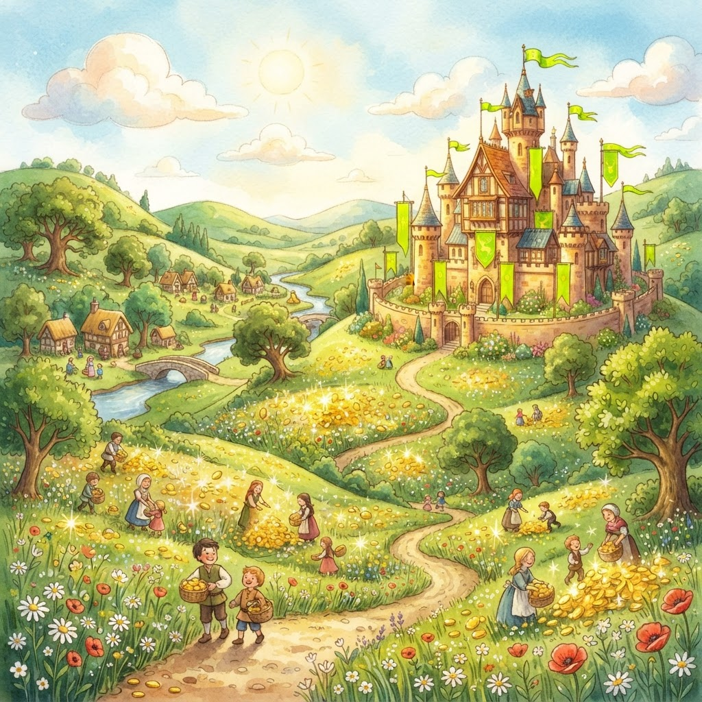 A shining green fairy-tale kingdom of Robinu Land